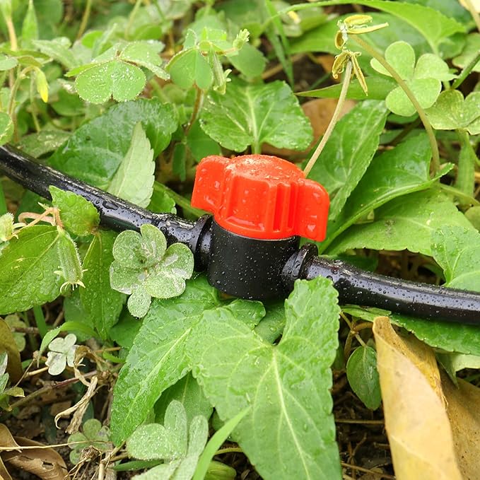 1/4" Drip Irrigation Valve - 25 Pack Shut Off Switch Fits 1/4 Inch Drip Tubing - Cut Off Valve for Garden Lawn Irrigation