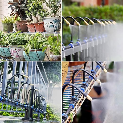 49.21Ft Drip Irrigation System, 360° Bendable Drip Irrigation Kit Automatic Irrigation System for Garden, Adjustable Garden Watering Misting System for Greenhouse, Yard, Lawn, Plant