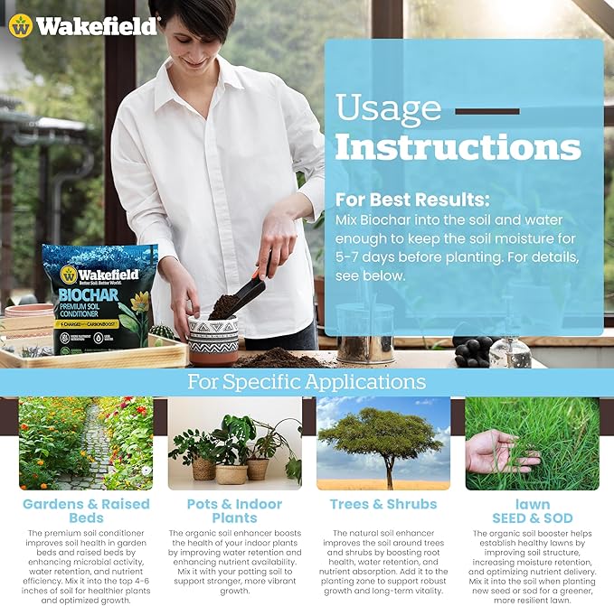 Wakefield Premium Indoor Potting Soil - Professional Biochar & Probiotics with CarbonBoost Technology - Ultimate Organic Potting Mix for Indoor & Outdoor Plants, Succulents & House Plants -1Cuft