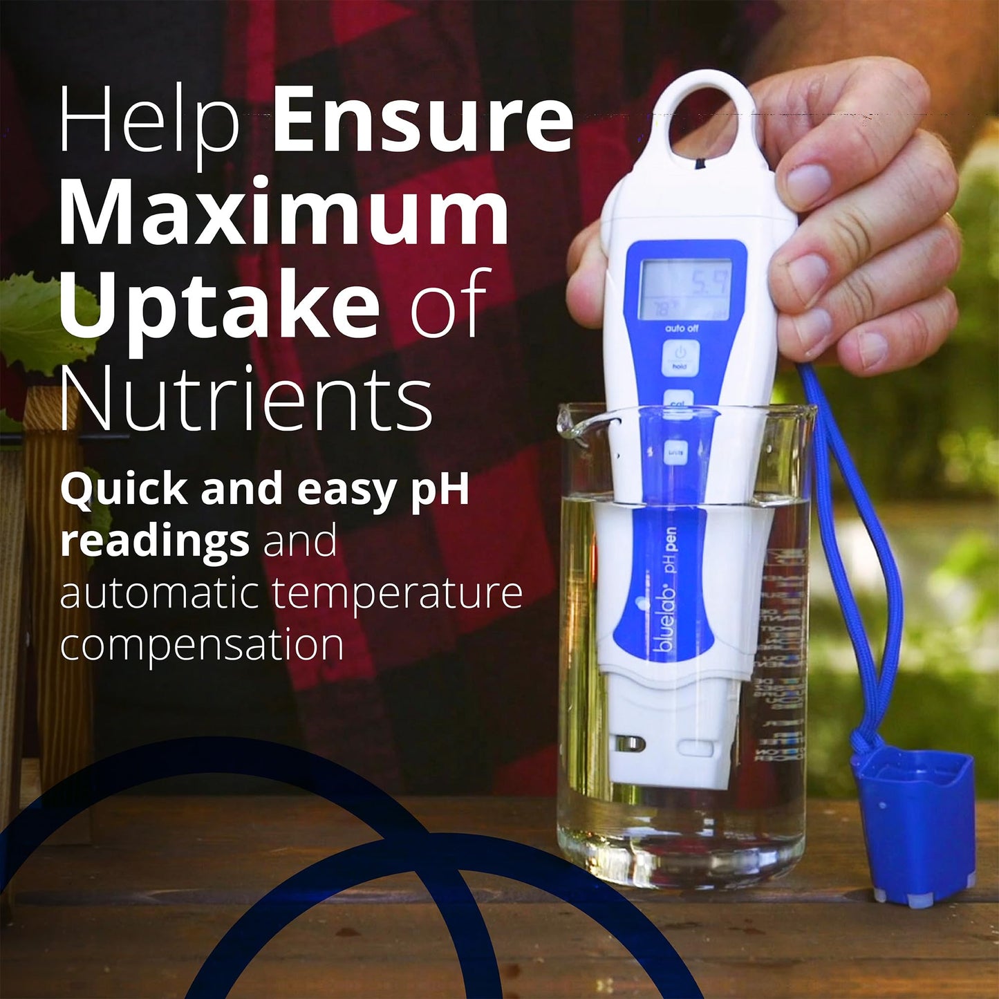 Bluelab pH Pen Meter and Probe Care Kit pH with Calibration Supplies, Storage Solution & Brush, Reliable Digital Tester for pH, Temperature in Growing Solutions, Optimal Plant Health and Yield