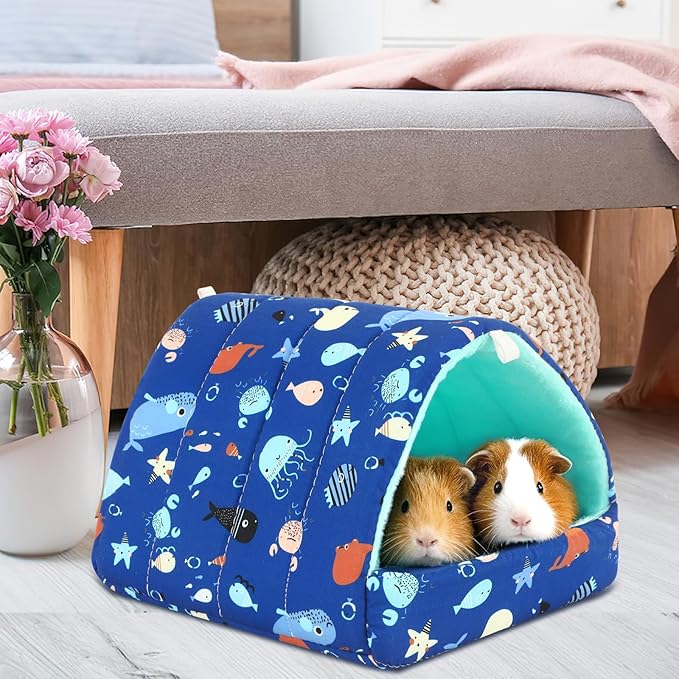 UPINS 2Pcs Guinea Pig Hideout,Guinea Pig Bed Houses Washable Small Animal House Cage Accessories for Dwarf Rabbits Chinchillas Hamsters Hedgehogs Ferrets Bearded Dragons and Rats