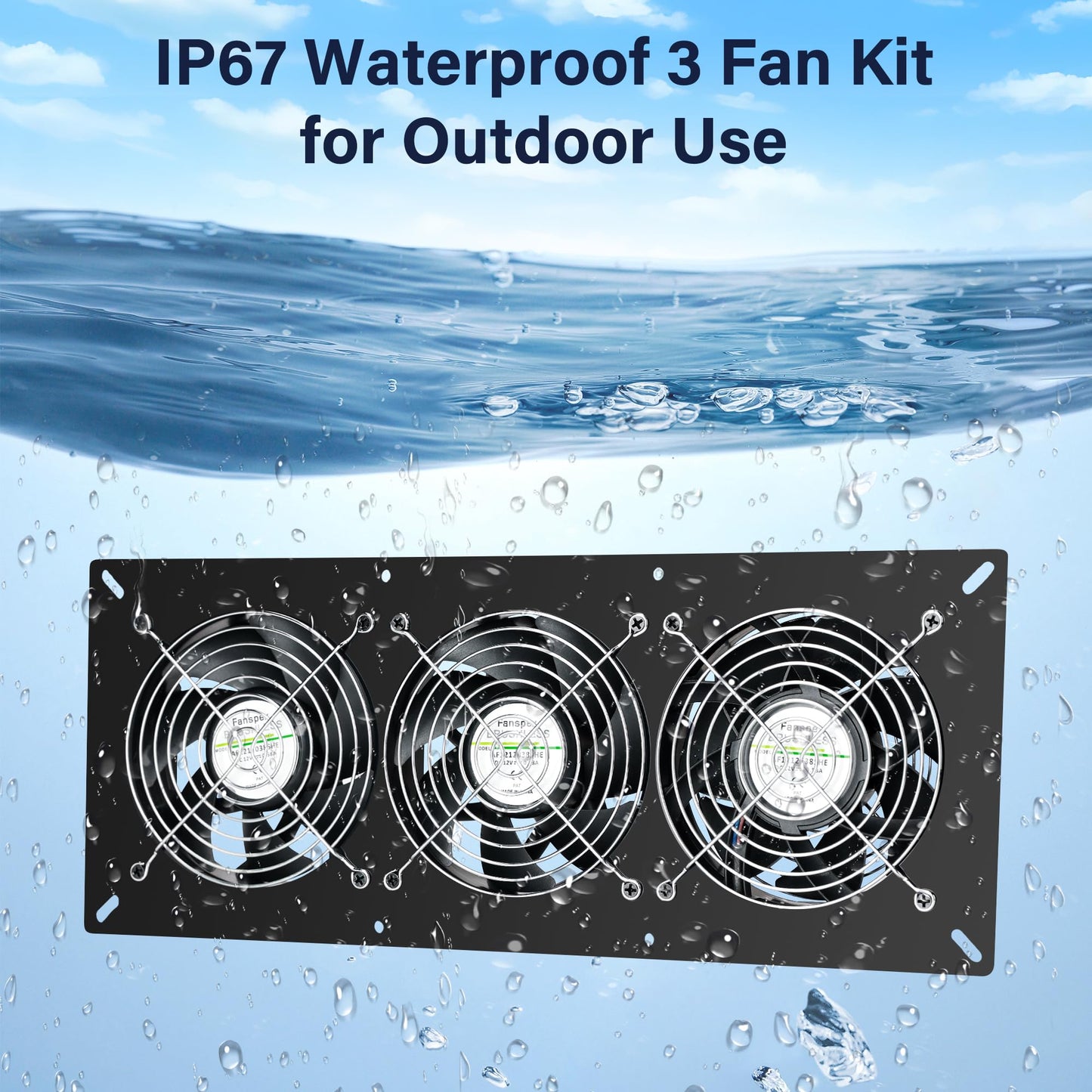 Fanspex Solar 3 Fan Kit, 25W Waterproofed Solar Powered Fans for Outdoor Chicken Coop, Greenhouse & Shed Intake or Exhaust Air