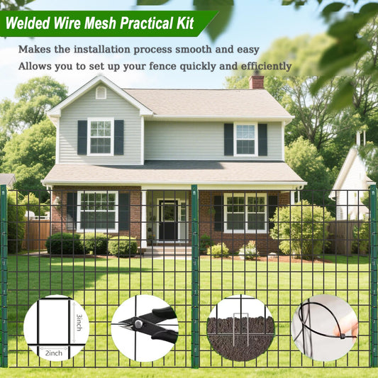 YAGJIA Welded Wire Fence 36inch x 50ft, Black PVC Coated Garden Fencing, 2 inch x 3inch 16Gauge Chicken Wire Fence Roll, Anti-Rust Metal Fencing for Yard Plant Protection Poultry Netting