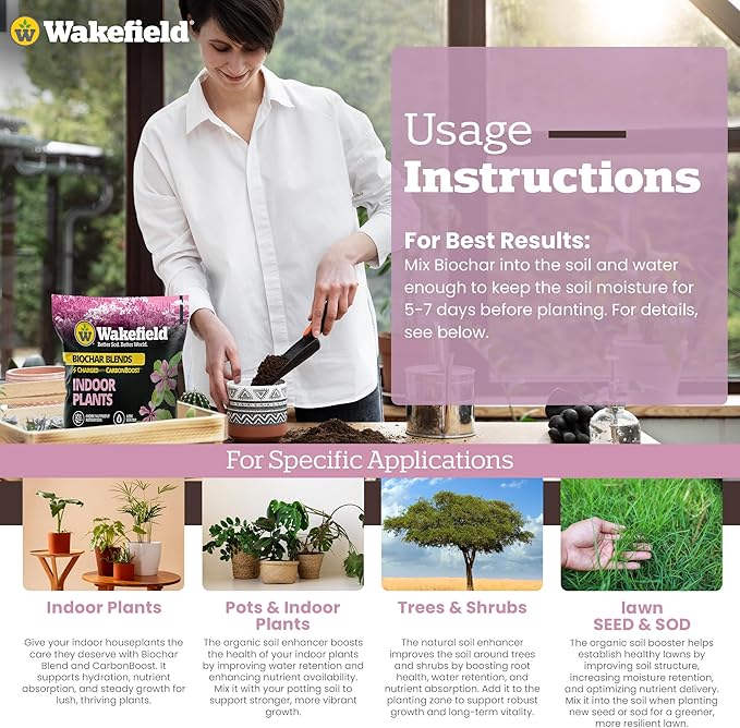 Wakefield Biochar Potting Mix & Indoor Plant Soil - 2 Quart
