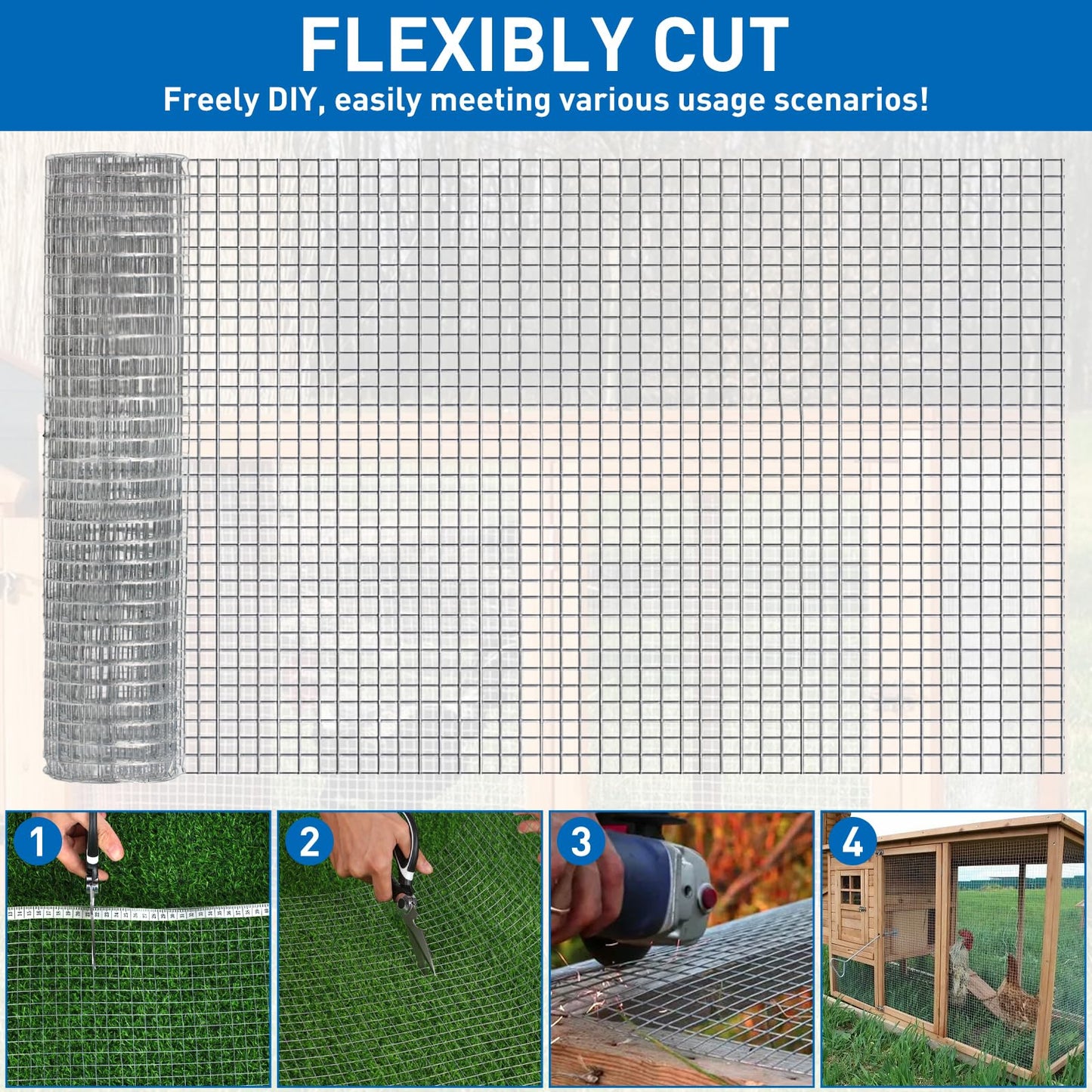 Hardware Cloth,Chicken Wire Fence,1/2 inch 16in x 6ft Galvanized Welded Cage Wire for Bird Wire Gopher Wire Rabbit Wire Snake Fence Poultry Netting Cage Screen