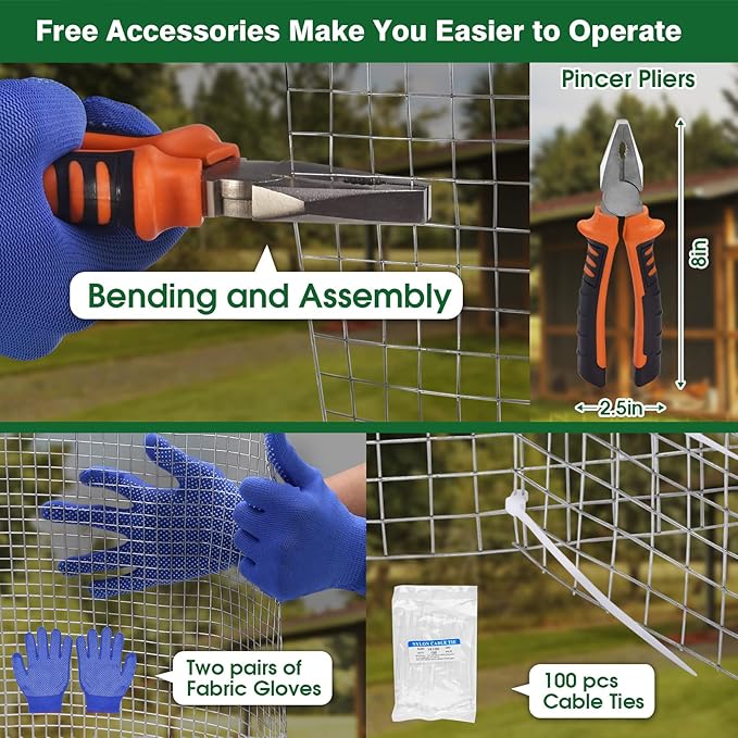 HOPERAN Hardware Cloth 1/2 Inch 48 x 50 ft 19 Gauge, Hot Dipped Galvanized After Welding, Square Chicken Wire Fencing Mesh Roll, Chicken Coop Wire Fence Raised Garden Bed Poultry Netting Cage