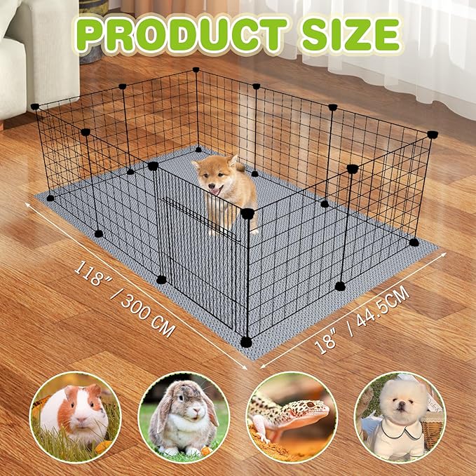 BNOSDM Waterproof Guinea Pig Cage Liner Washable Rabbit Bedding Liners Reusable Small Animals Pads Playpen Mats for Guinea Pigs Rabbits Hamsters Gerbils, 118x18Inch, Grey