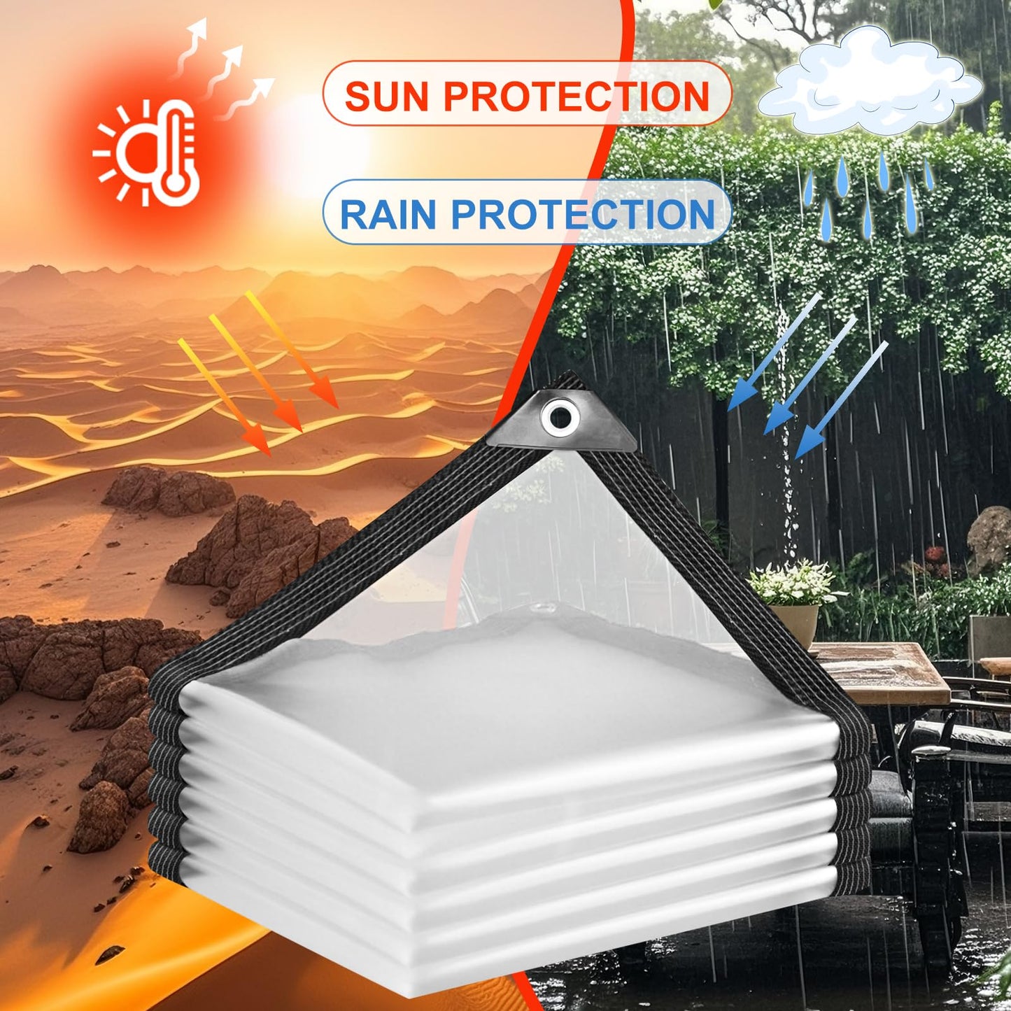 Clear Tarps Heavy Duty Waterproof 12x16ft Clear Tarp with Grommets and Reinforced Edges 14Mil Thickened Tear Resistant Clear Vinyl Plastic Tarp for Outdoor Patio Chicken Coop Greenhouse Plant