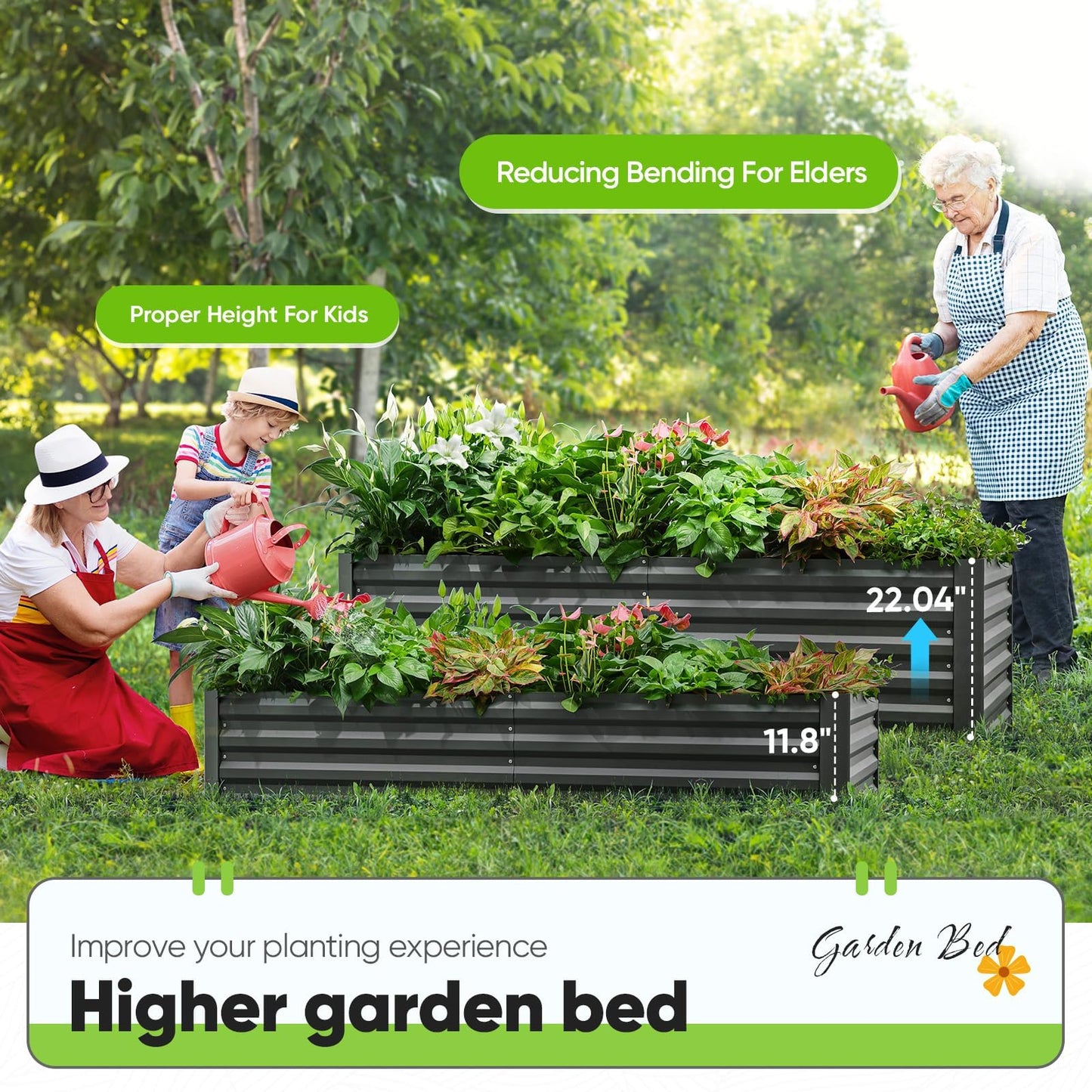 Quictent Raised Garden Bed Galvanized Raised Beds for Gardening Vegetables with Cover 6x3x2 ft Tall Metal Planter Box Outdoor Use (Clear)