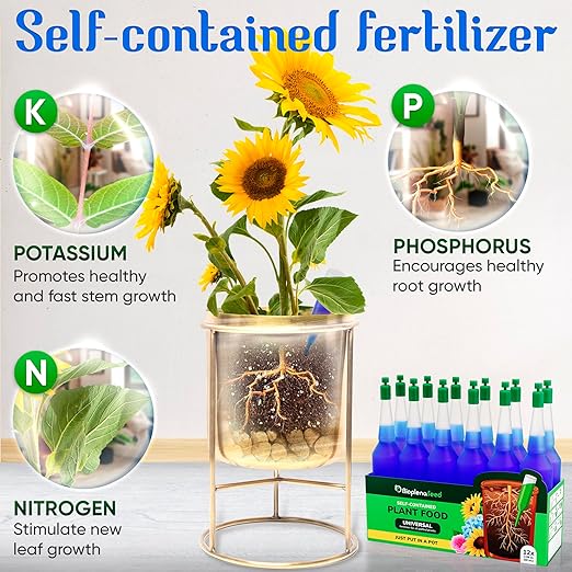 Easy Use Plant Food (12-Pack) | No-Mix Liquid Fertilizer Spikes for Indoor Plants & Flowers | Self-Feeds for 15 Days | Bloom Booster for All Houseplants | Made in The USA
