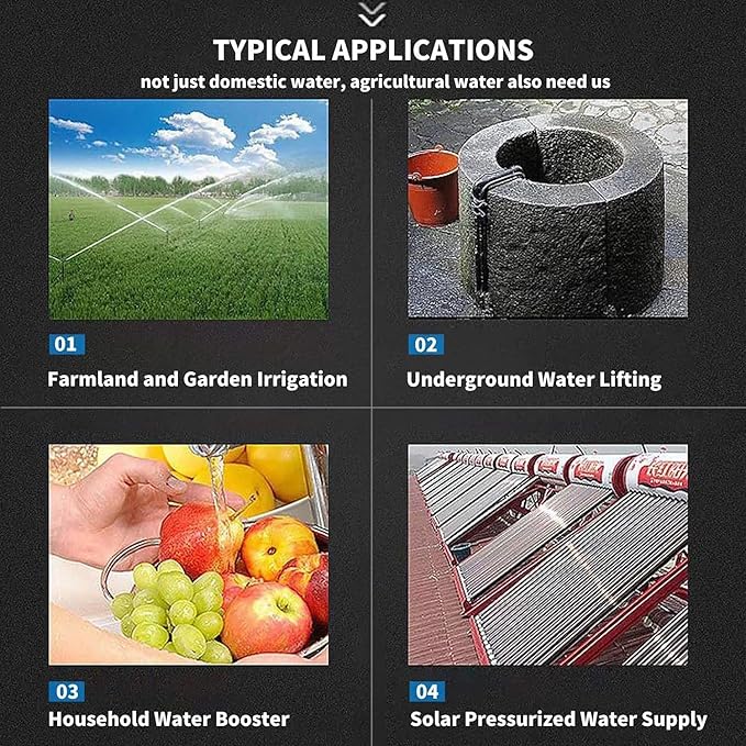 1/2 HP On Demand Household Water Booster Pump Pressure Increase 14GPM 110V Shallow Well Water Pump High Volume Irrigation Pump for Lawn Sprinkler System Self Priming Power Water Pump for Home
