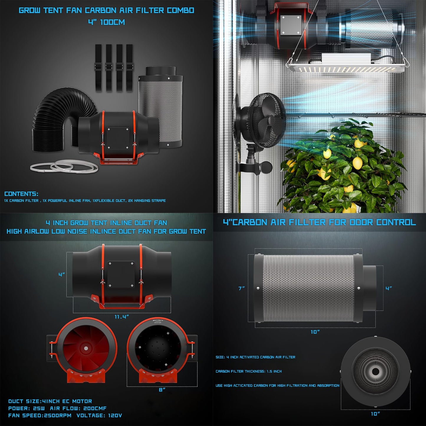 Upgrade 32X32 Integrated Grow Tent Complete Kits System S1000 LED Grow Light Grow Tent Kit 4" Fan Filter and Humidifier (Fan Filter+LED Light+Grow Tents+Irrigation Kit+Clip Fan+Heater+Humidifier)
