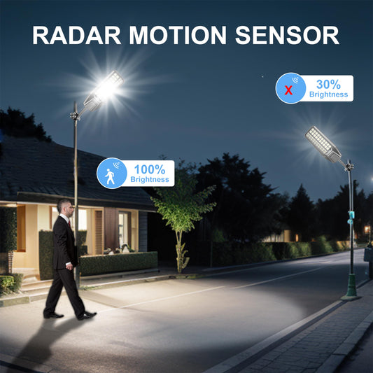 loyoele Utral-Large Solar Street Light 4 Pack，Solar Flood Lights Outdoor,Waterproof Motion Sensor LED Lights,Dusk to Dawn Lights with Remote, Solar-Powered Parking Lot Light,Commercial Area Lighting