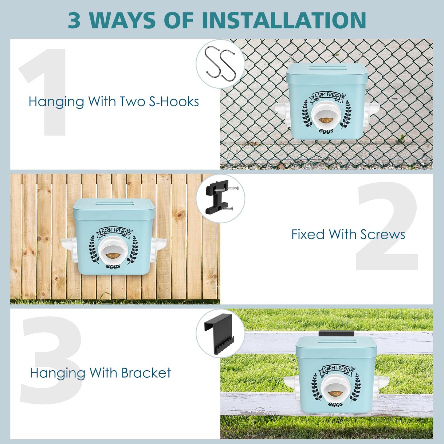 ‎Tgeyd Chicken Feeder and Chicken Waterer Set - Hanging Automatic Chicken Feeder No Waste - Chicken Coop Accessories - Poultry Waterer with 2 Gallon/10 Pounds