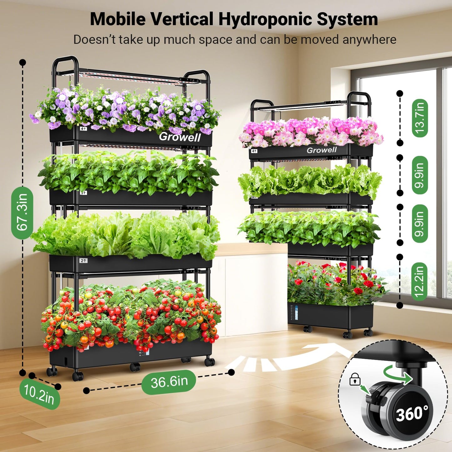 16 Pods Hydroponics Growing System Kit & 120 Pods Vertical Indoor Garden