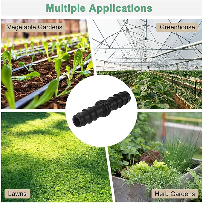 10-Pack Drip Irrigation Barbed Fittings, for 15mm Tubing Connector Plastic Coupling Irrigation Parts for Garden/Greenhouse/Aquarium/Flower Pot, Drip Pipe Accessories