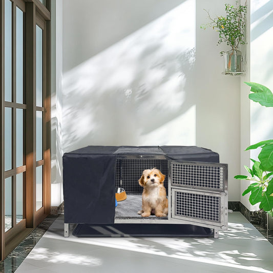 BingoPaw Outdoor Chicken Coop Cage: Heavy Duty Stainless Steel Chicken Coop Poultry Crate with Waterproof Cover - Indoor Pet Kennel with Feeding Door and Tray for Puppy Rabbits Duck Guinea Pig Cats
