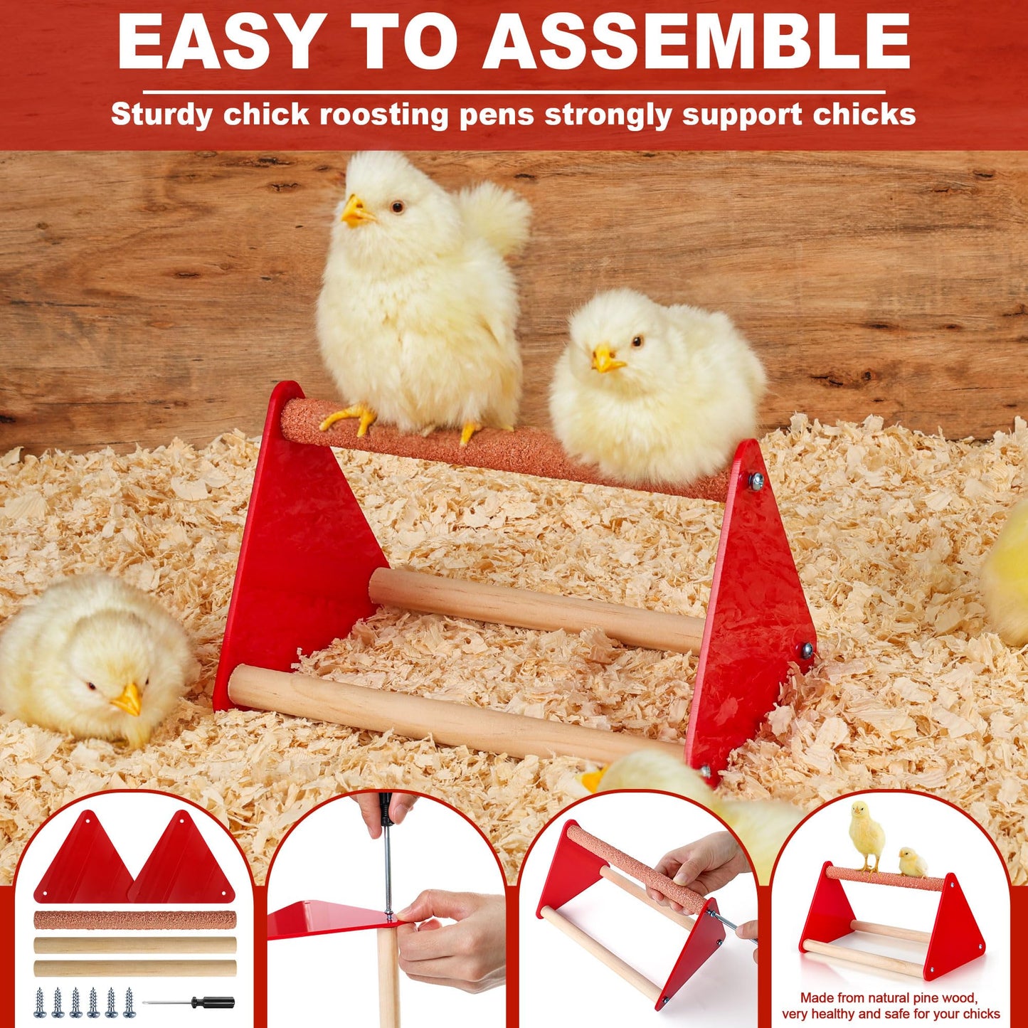 Chicken Brooder Box for Chicks, Brooder Box with Feeder and Waterer, Chick Starter Kit with Chick Perch for Small Poultry Ducks Quail