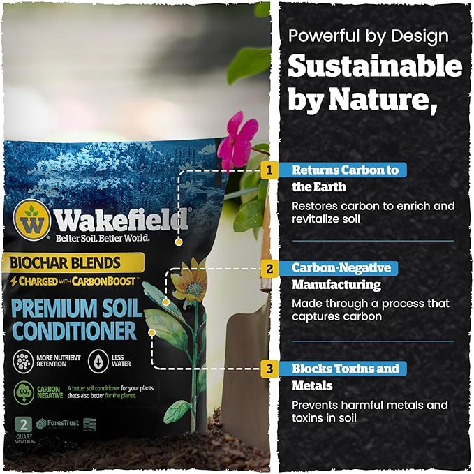 Wakefield Premium Indoor Potting Soil - Professional Biochar & Probiotics with CarbonBoost Technology - Ultimate Organic Potting Mix for Indoor & Outdoor Plants, Succulents & House Plants - 2Quarts