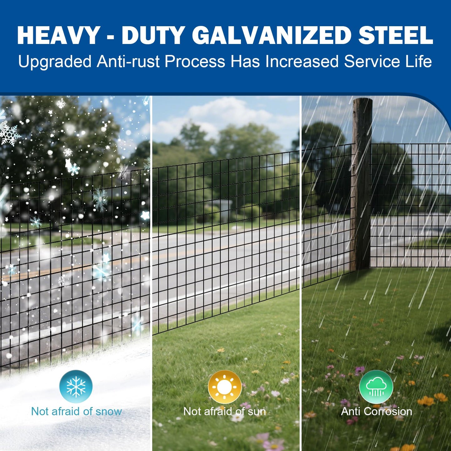 PVC Coated Wire Mesh Fence, Heavy-Duty Black Welded Wire Fencing (2×3 Inch Mesh, 36"×50' 16Gauge) Ideal for Garden, Pet Enclosure & Property Boundaries