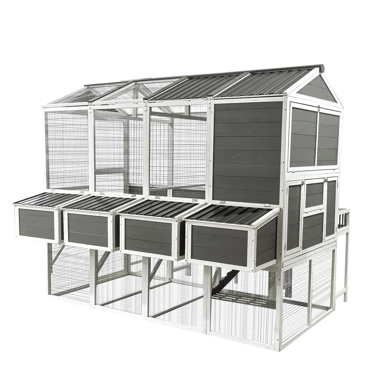 YOPTO 3-Tier Large Wooden Chicken Coop for 8-10 Chickens,Outdoor Walk-in Chicken Coop House with Run&Nesting Boxes,Hen House Poultry Pet Habitat Hutch Cage W/Pull Out Trays&Wire Fencing(95"×80"×83")