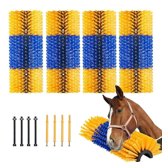 VEVOR Livestock Scratching Brush, 4 Pcs Horse Brush with 8 Screws, 17.1 x 7.5 in Cow Scratcher, for Back Itch Relief & Keep Cleaning, Grooming & Scratching Post for Horse, Pig, Cattle Supplies