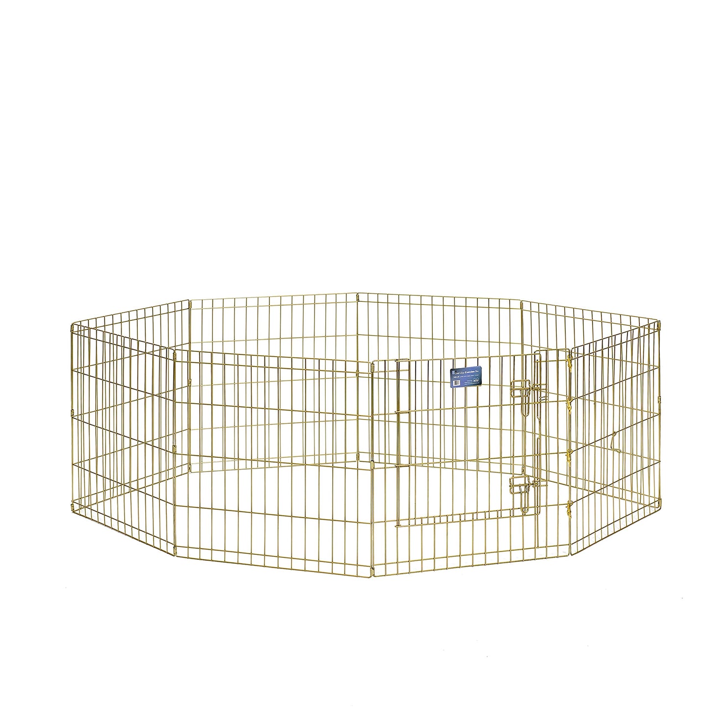 MidWest Homes for Pets Folding Metal Puppy/Dog Exercise Pen, Indoor/Outdoor Playpen with Door, 16 Sq Feet of Play Space, 24-Inches Tall, Gold Zinc