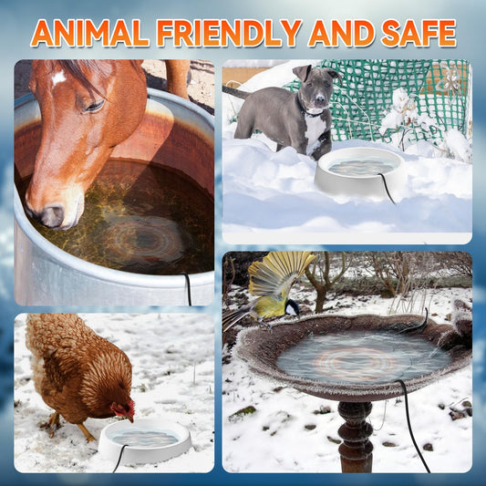 2 PCS Flower Shape 250W Submersible De-Icer for Livestock, Bird Baths, Fish Ponds, Winter Chicken Water Heater Warmer with Thermostat, 6.6ft Power Cord