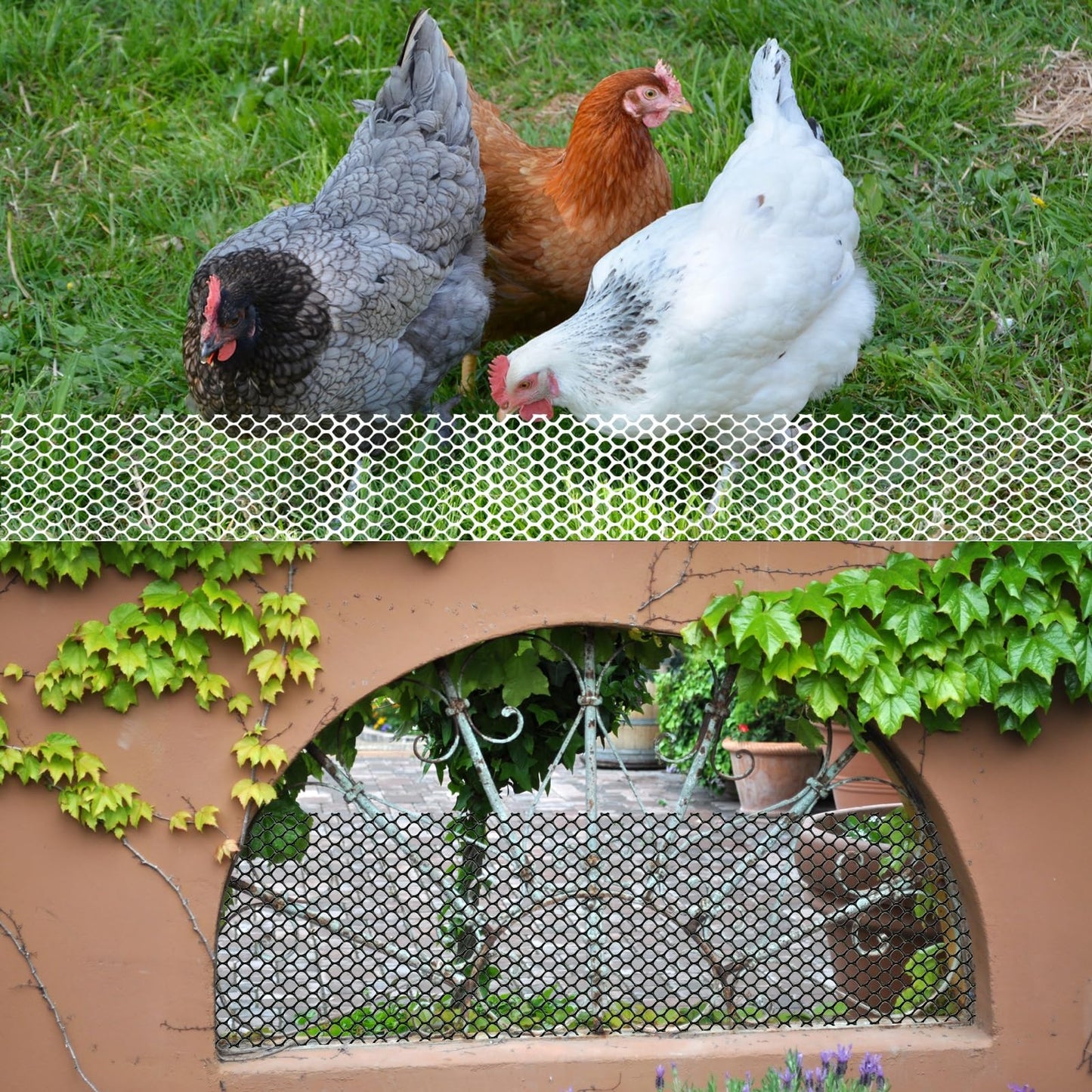 KYHSOM Black Plastic Chicken Wire Fence Mesh,Plastic Wire Mesh Fence Roll 7.87IN x5.91FT - Plastic Wire Mesh Fence with 25 Straps Suitable for Garden Guardrails, Poultry, and Rabbits