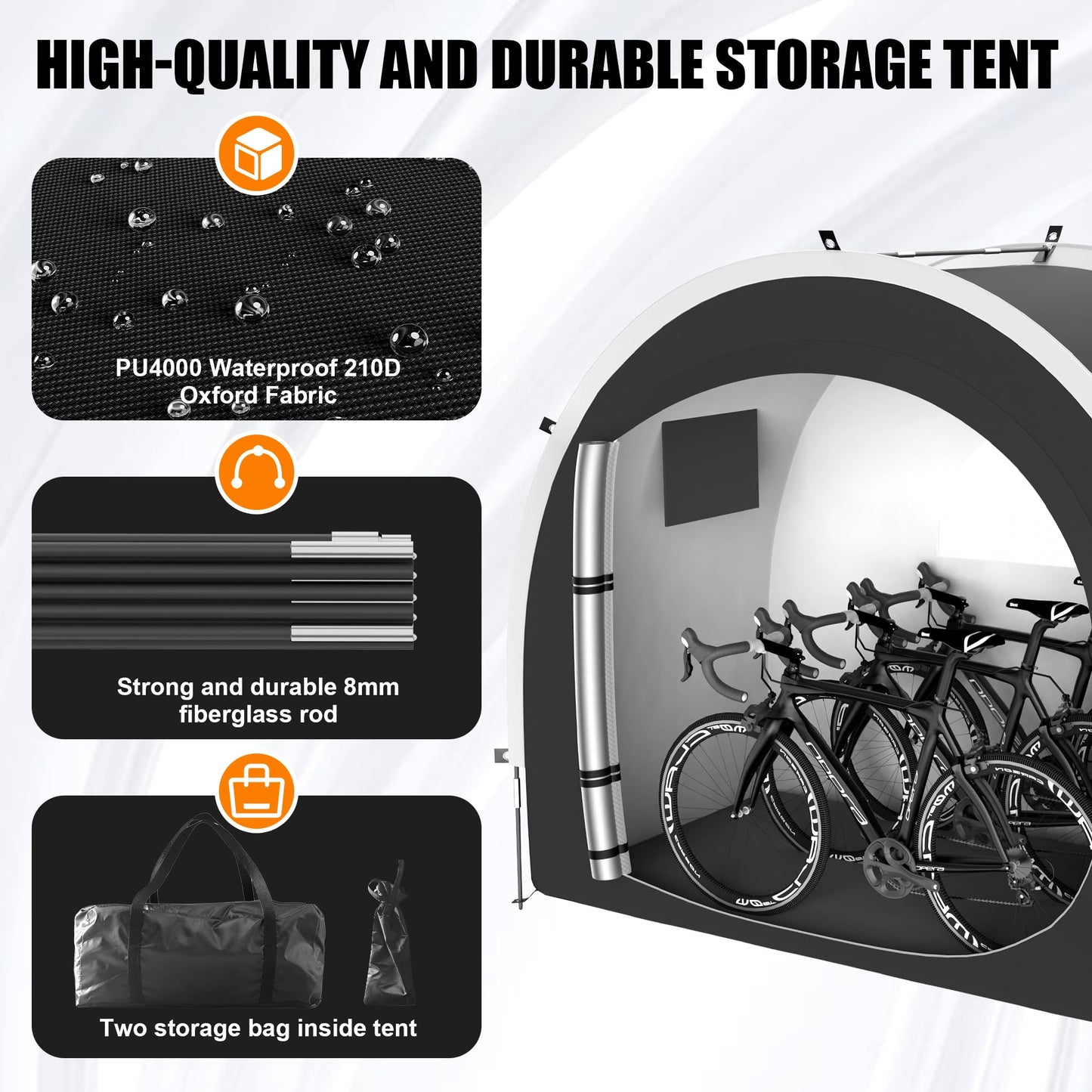 cepkquis 39.4" Larger Storage Shed Tent for Bikes,Motorcycle,ebike,eScooter,Lawn Mower Outdoor Protection with Waterproof, Dustproof, Windproof and Sunproof