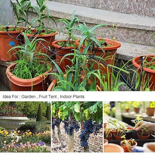 Drip Irrigation Kit, Drip Irrigation System for Garden with 1/4" Irrigation Tubing DIY Saving Water Automatic Watering System for Garden, Greenhouse, Flower Bed, Patio, Lawn