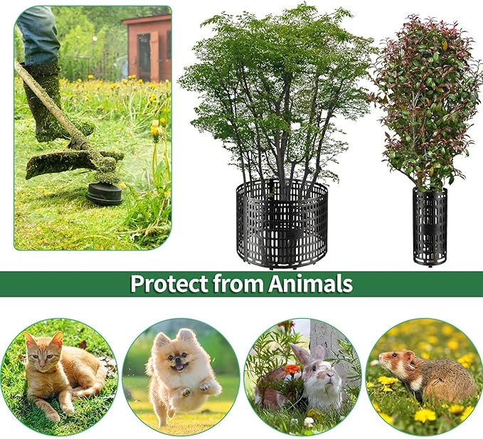 YGAOHF Tree Trunk Protector, 15 Pack Plant and Tree Guard Protector, Expandable Tree Bark Protector, Around Trunk Bark, Great Protection from Trimmers, Mowers, Animals (Black)