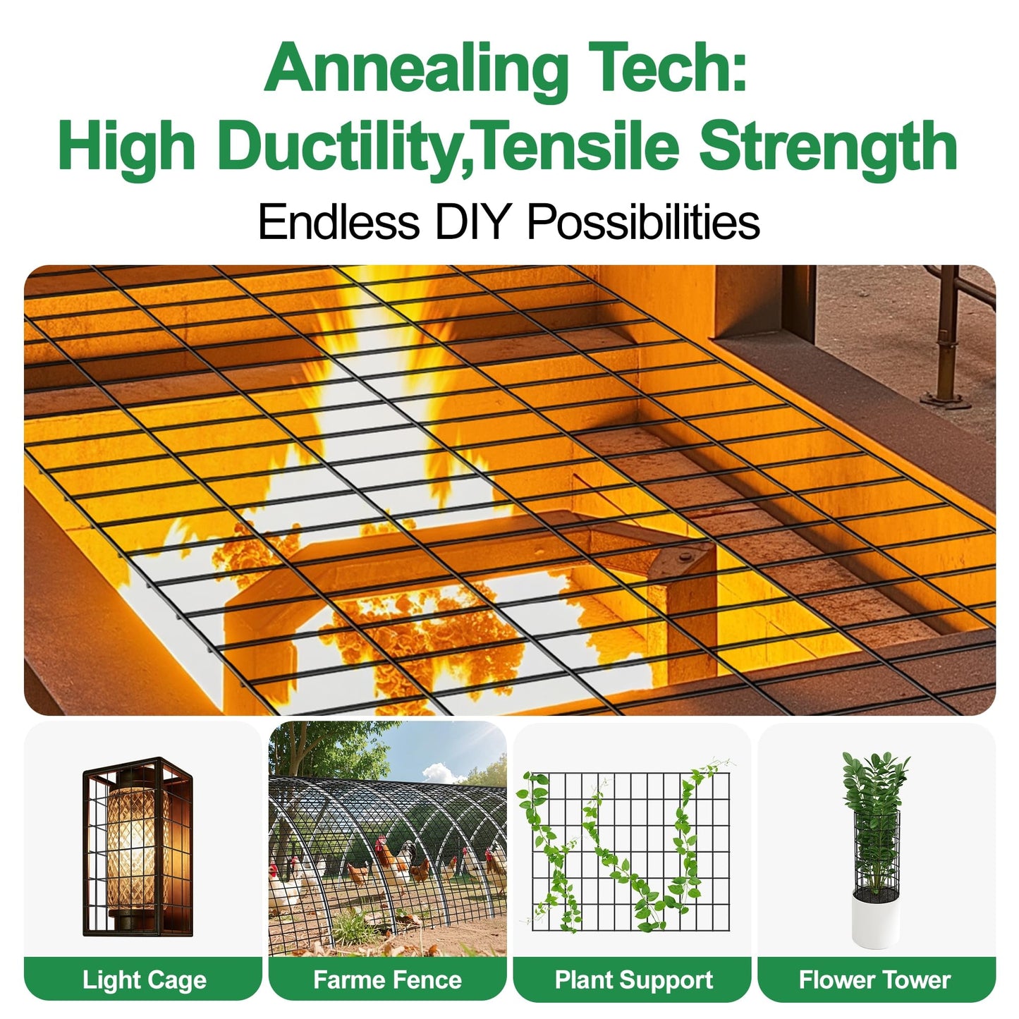 AMAGABELI GARDEN & HOME 24in(H)×50ft(L) Black Adaptive Bending Annealing Wire Mesh Welded Wire Fence for Outdoor Yard Greenhouse Plant Protection Poultry Netting