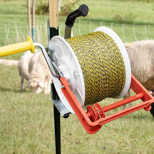 3:1 Geared Electric Fencing Reel, Electric Fence Wire Reel, with Auxiliary Winding Handle, Suitable for Building Farm Fences