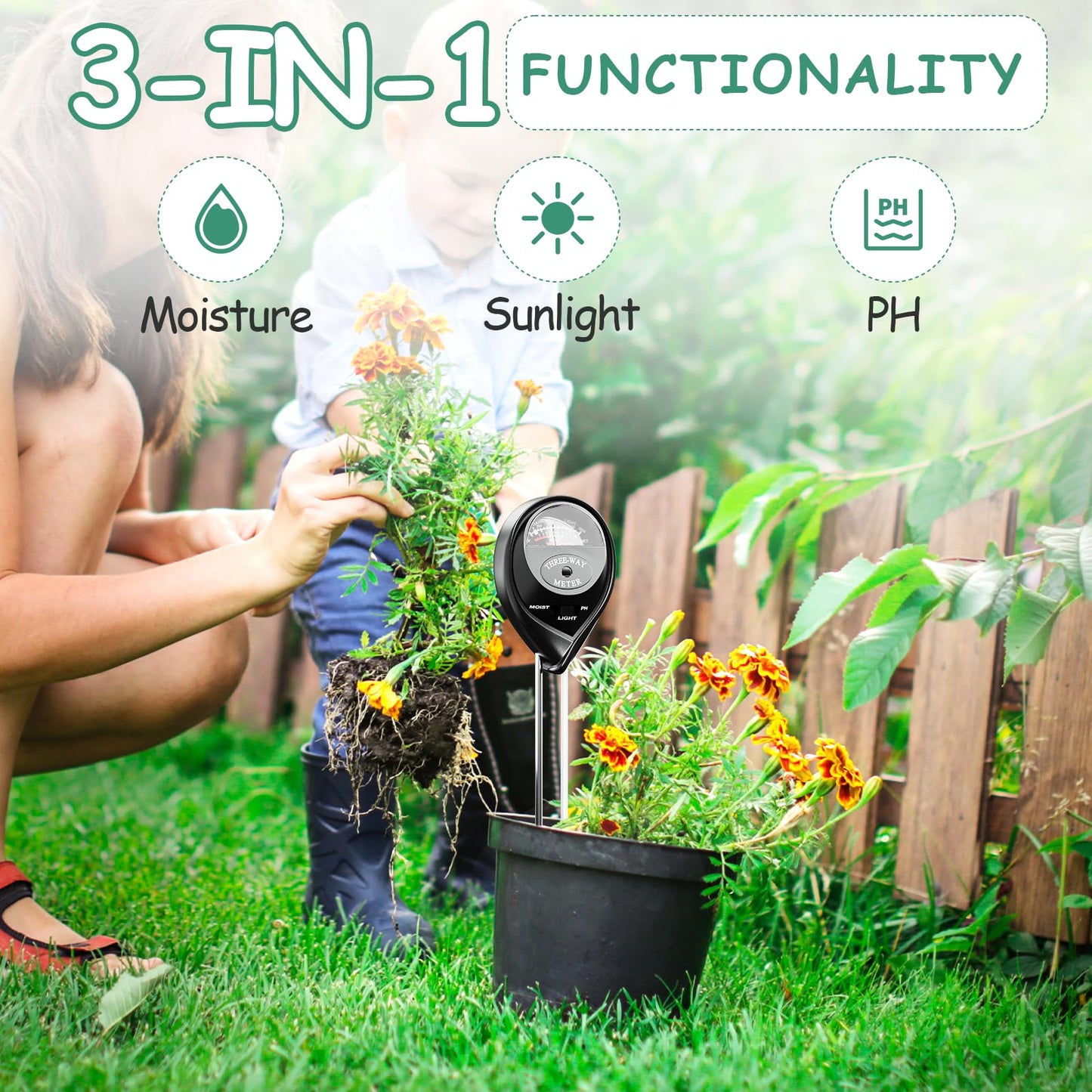 Walk-in Greenhouse+3-in-1 Plant Soil Tester