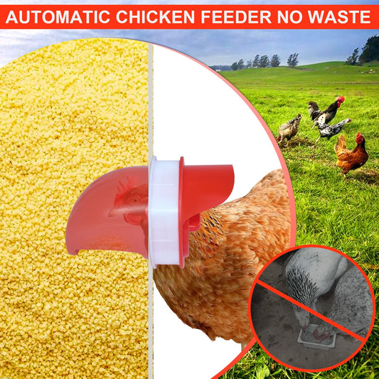RYFT 85lbs Automatic Chicken Feeder Large Capacity, 10-Port Galvanized Metal Poultry Feeder for Chickens, Geese, Ducks, Turkeys, Quails