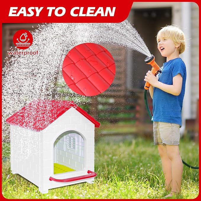 Single Compartment Chicken Nesting Box, Waterproof Plastic Chicken coop, Wall Floor DIY Nest Box for Hens, Ducks, Rabbits and Other Poultry,Red