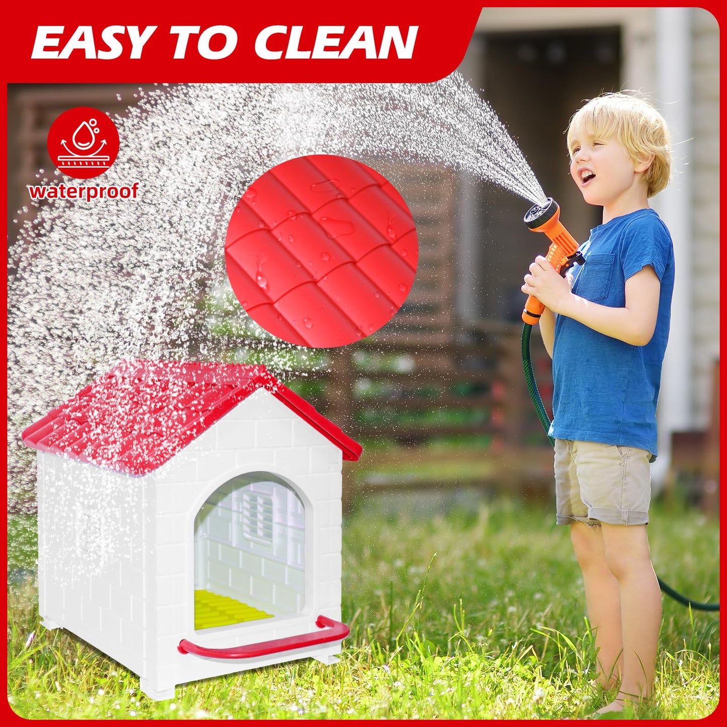 Single Compartment Chicken Nesting Box, Waterproof Plastic Chicken coop, Wall Floor DIY Nest Box for Hens, Ducks, Rabbits and Other Poultry,Red