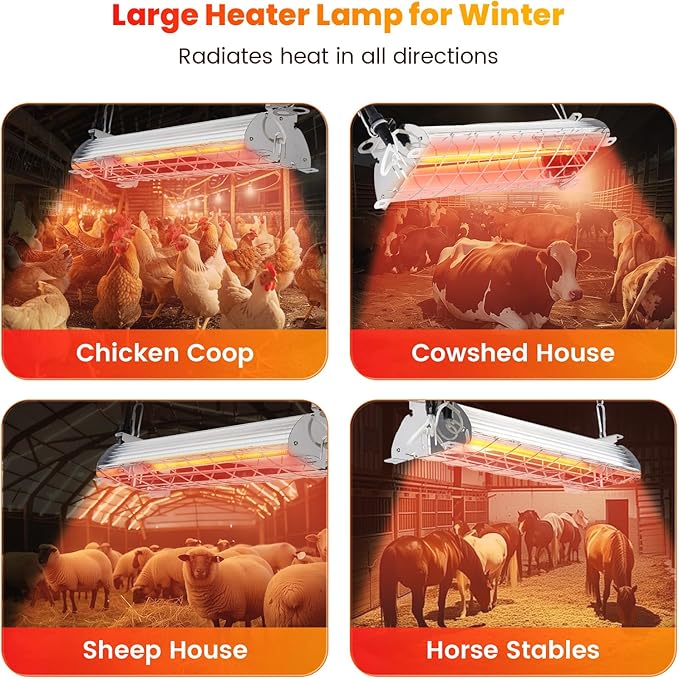 Large Chicken Coop Heater Lamp 60 Chicks, 400W Carbon Fiber Chicks Brooder Heater Plates, Adjust 2 Mode Temp&Hanging Height for Coop Brooder Box Supplies Livestock Heating Warm Poultry House14x5.5x3IN