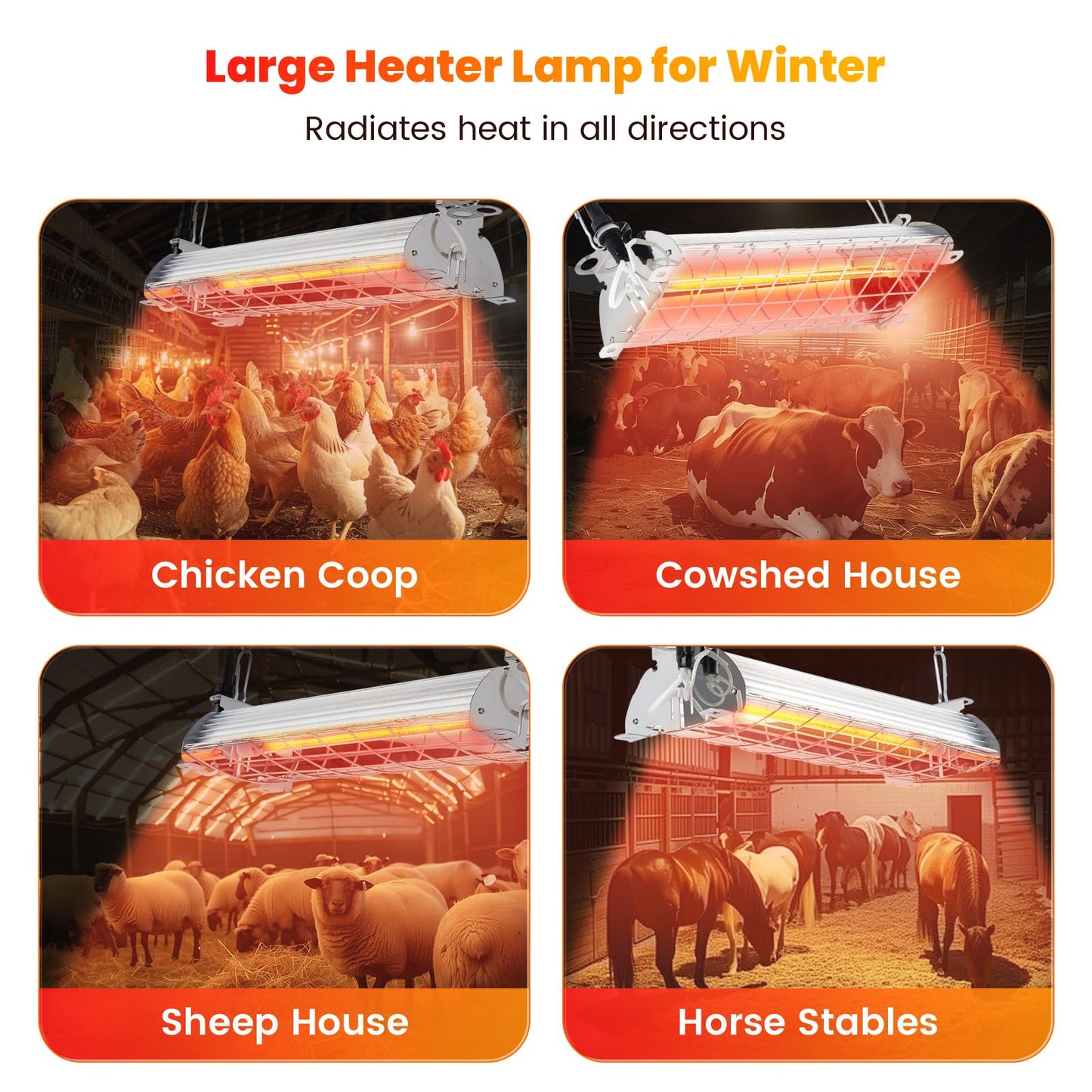 Large Chicken Coop Heater Lamp 60 Chicks, 400W Carbon Fiber Chicks Brooder Heater Plates, Adjust 2 Mode Temp&Hanging Height for Coop Brooder Box Supplies Livestock Heating Warm Poultry House14x5.5x3IN