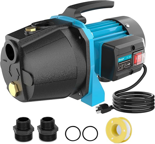 1.1HP Shallow Well Pump, Garden, Water Transfer,Home Lawn Draining Irrigation Pump, Pressure Booster, Sprinkler, Jet,1200GPH 115V Portable Cast Iron GJE
