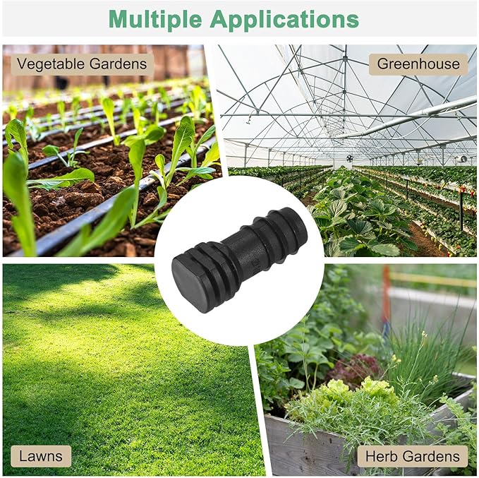 10-Pack Drip Irrigation Barbed Fittings, for 3/8 Inch End Plug Tubing Connector Plastic Coupling Irrigation Parts for Garden/Greenhouse/Aquarium/Flower Pot, Drip Pipe Accessories