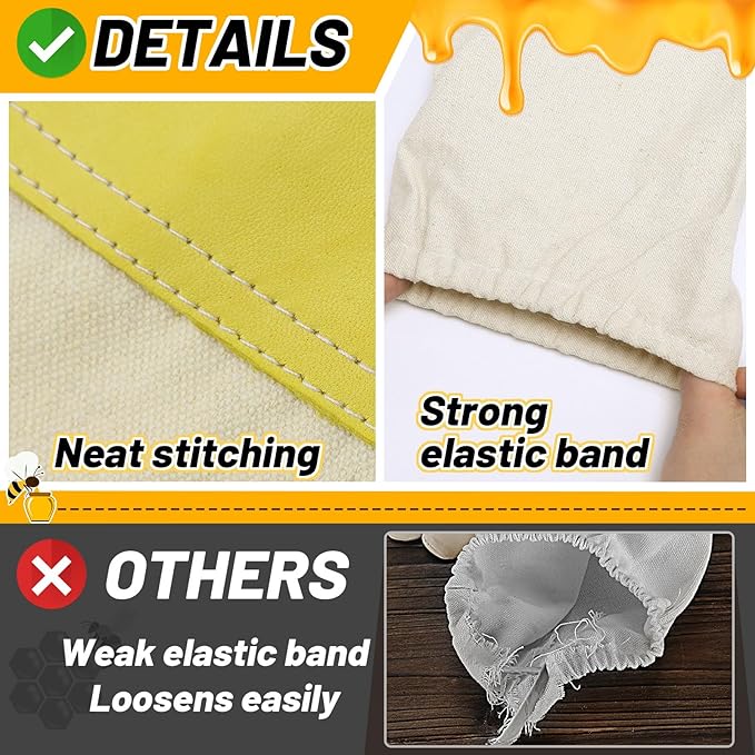 ANPHSIN 2 pairs Long Goatskin Beekeeping Gloves for Beekeepers - Protected Leather Gloves, Beekeeping Supplies, White/Yellow