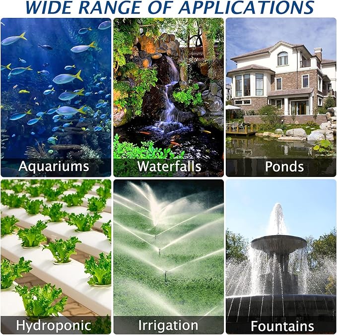 WaterRebirth (2900GPH-155W,UL listed) High Flow Large Fountain Submersible Water Pond Sump Pump Aquarium Electric Waterfall Pump Outdoor PS- 2900