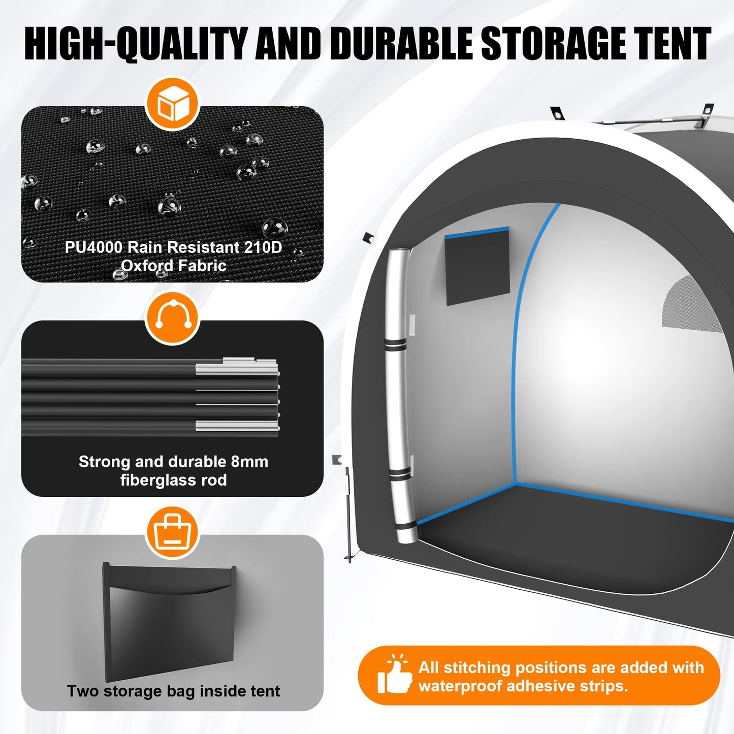 SOFFRIA 39.4" Larger Storage Shed Tent for Bike Motorcycle ebike eScooter Lawn Mower Outdoor Canopy Shelter Protection with Water Resistant Dustproof Windproof and Sunproof for RV Travel
