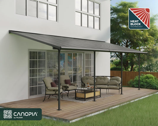 Palram - Canopia Sierra Patio Cover 10' x 24' Gray/Gray Outdoor Canopy Awning for Patio, Waterproof Canopy, Patio Awning, Outside Canopy for Backyard, Outdoor Gazebo with 100% UV Protection