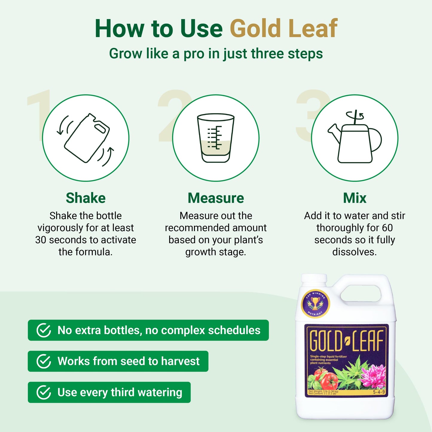 1 Gallon Gold Leaf All-in-One Liquid Fertilizer – pH Balanced, Instantly Dechlorinates, No Additives Needed – for Soil, Hydroponics & Coco – Bigger Blooms, Higher Yields, Complete Plant Nutrition