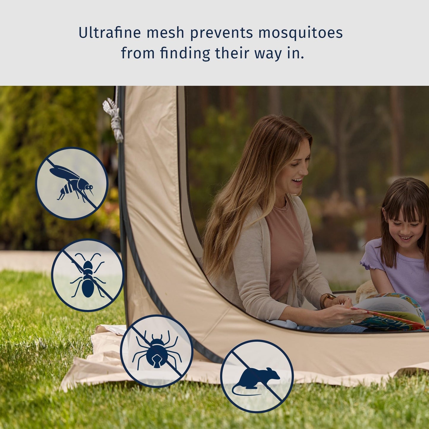 EAST OAK Screen House Tent Pop-Up, Portable Screen Room Canopy Instant Screen Tent 6 x 6 FT with Carry Bag for Patio, Backyard, Deck & Outdoor Activities, Beige