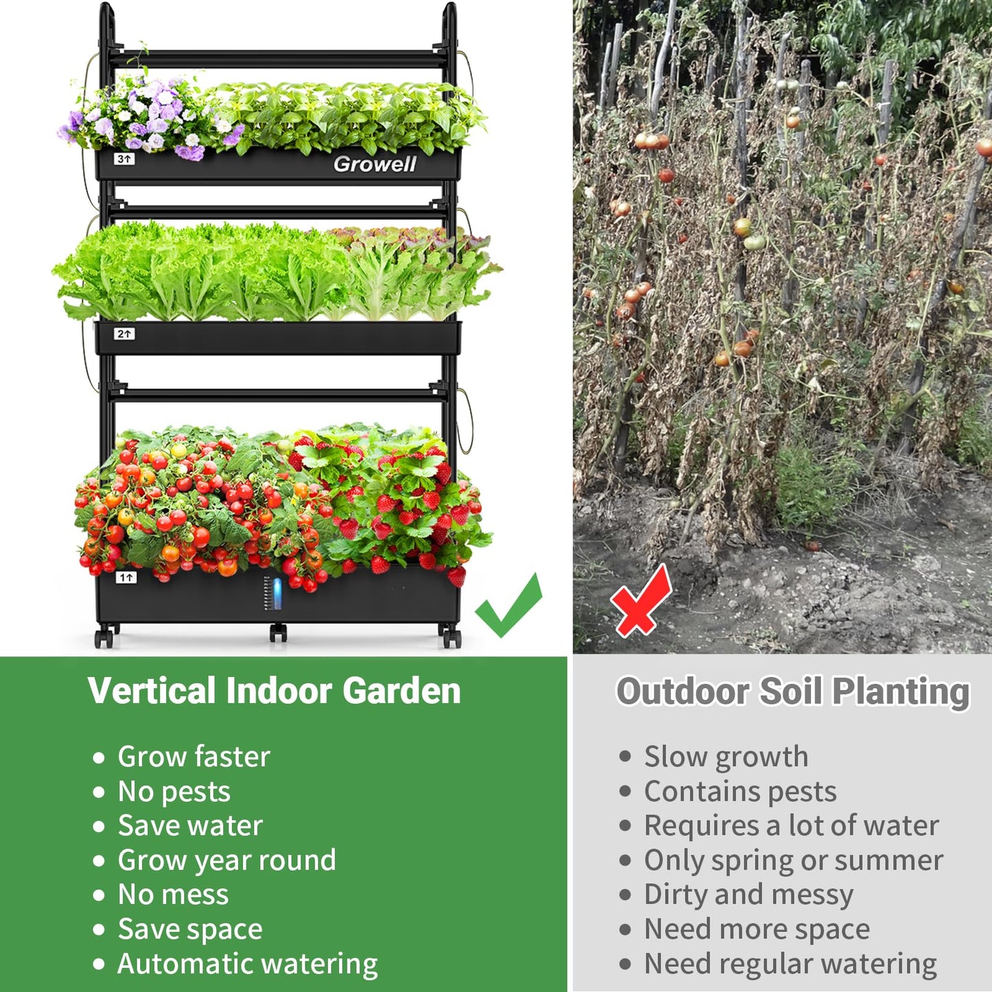 Growell 60 Pods & 90 Pods Vertical Hydroponics Growing System