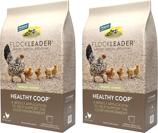 Healthy Coop, Litter Additive for Chicken Coop with Probiotic & Acidifier, Reduces Odor, Wetness & Bacteria, 12lbs (Pack of 2)